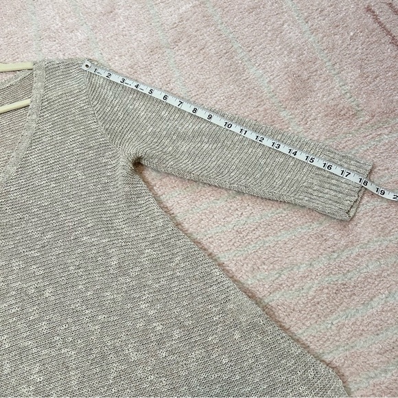 Eileen Fisher Linen Blend Open Knit Tunic 3/4 Sleeves Size Small Oatmeal Sweater - Picture 10 of 12